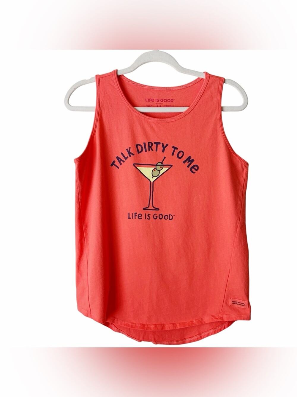 Life is Good | Talk Dirty To Me Crusher Tank Top Martini Coral Orange Medium